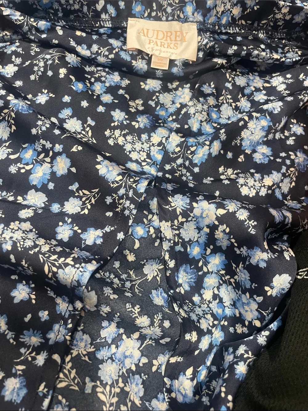 NWOT Audrey Parker Floral Side Split Midi Skirt Navy Blue Coquette Cottagecore S